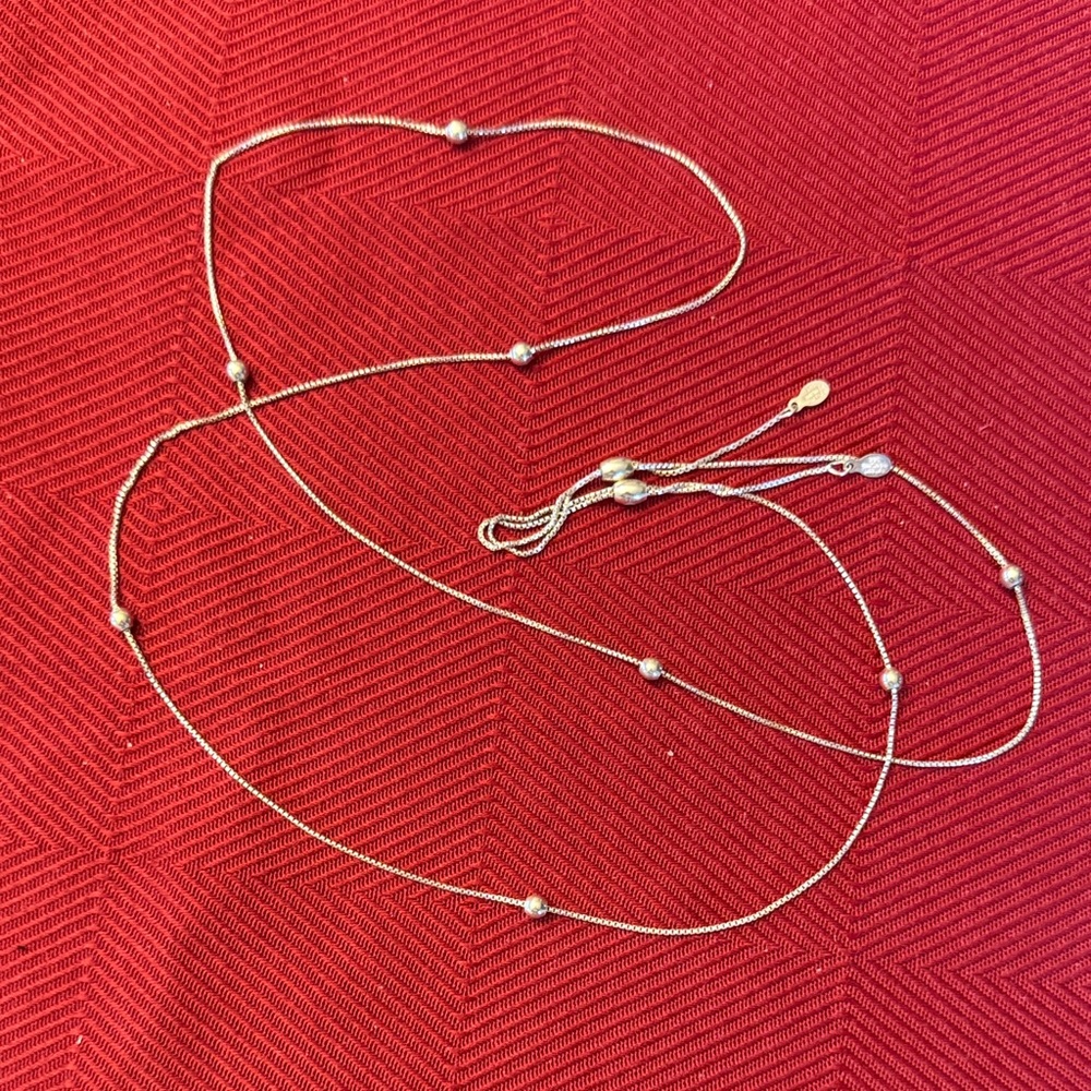 Silver Adjustable Length Bead Chain Necklace - image 2
